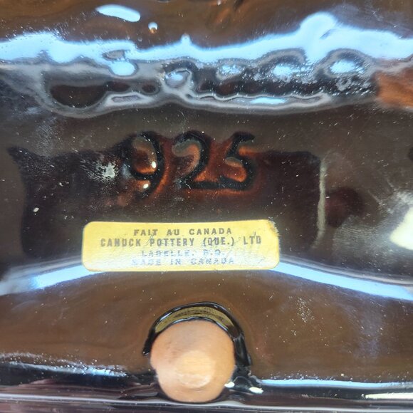 Evangeline Ceramic Ashtray Mid Century Modern Vintage Large Canada Black Orange - Picture 10 of 14